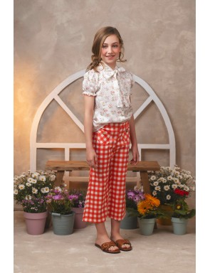pantalón culotte vichy coral