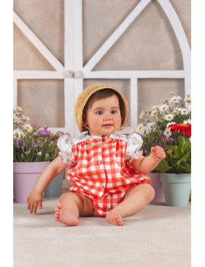 pelele canesú vichy coral