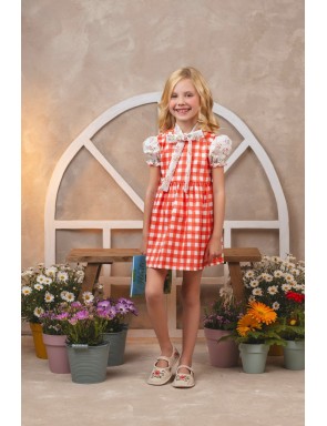 vestido Alpes vichy coral